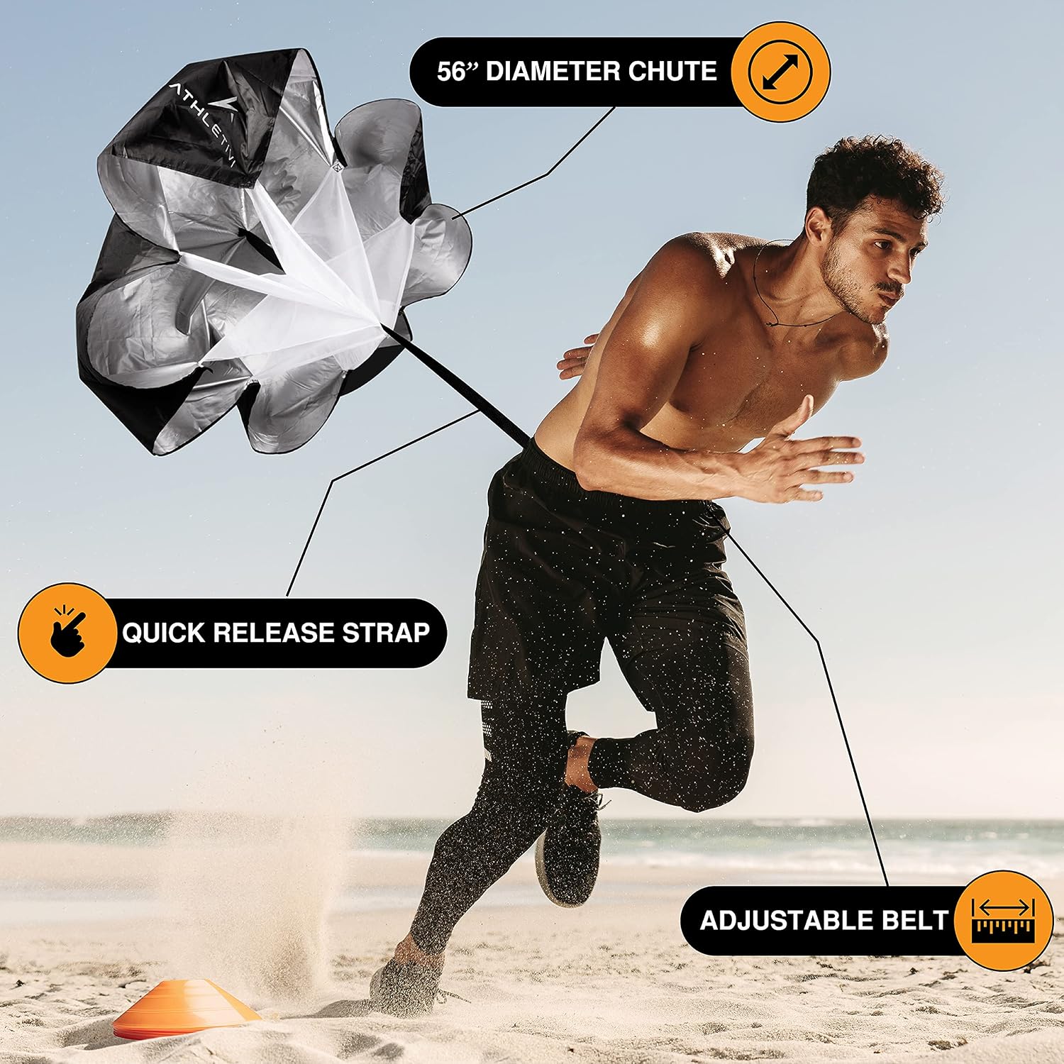 Athletivi Speed & Agility Set - Maximize Self-Improvement with Fixed-Rung Ladder, Cones & Parachute for Football, Soccer & More! Enhance Coordination & Boost Speed.
