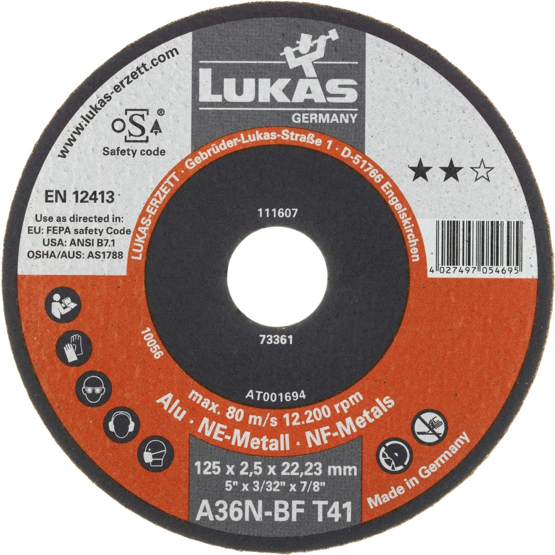 LUKAS A36N-BF - Disco da taglio in alluminio dritto