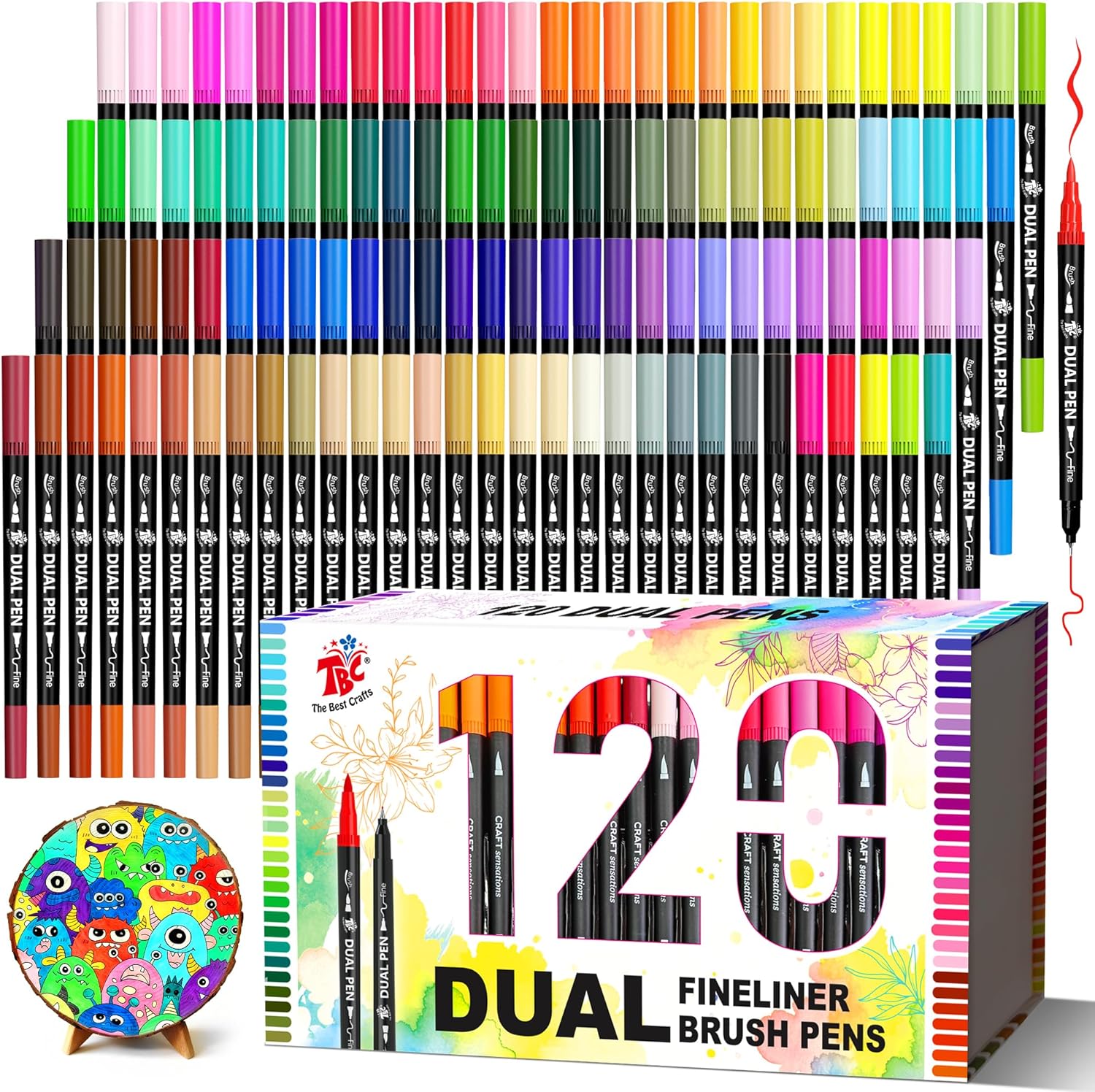 TBC The Best Crafts Dual Markers Brush Pens, 120 colors Art Marker Art Markers Gifts for Teens,Double Tip Colored Pen for Adult Coloring Books Coloring Writing