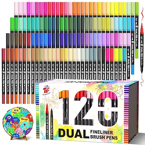 TBC The Best Crafts Dual Markers Brush Pens, 120 colors Art Marker Art Markers Gifts for Teens,Double Tip Colored Pen for Adult Coloring Books Coloring Writing