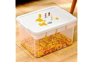 Stackable Citylife 32-Quart Building Toy Organizer with Baseplate Lid, Removable Tray and Tool Box