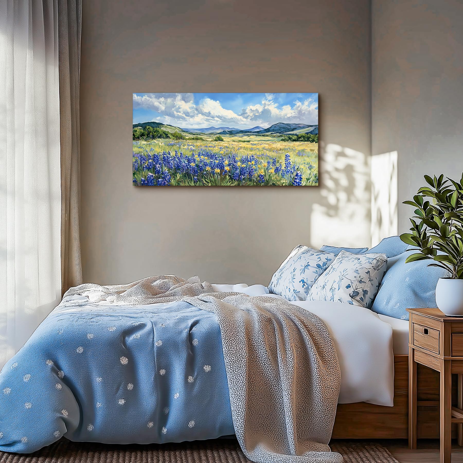 MHARTK66 Grand Tableau Décoration Murale Moderne 50x100 Cm Sur Toile, Vélo De Plage Au Bord De Mer, Style Naturel Bohème Pour Salon Chambre Bureau Salle De Bain