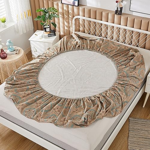 Miniatura 6 de ABREEZE Juego de sábanas con estampado de flores desgastadas, juego de ropa de cama bohemio con volantes, juego de ropa de cama de lujo de 4 piezas,