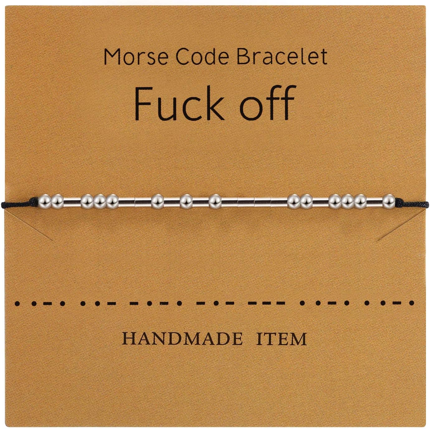 Morse Code Bracelet Beads on Silk Cord Bracelet Silver Secret Code Bracelet Gift Jewelry (For Friends)