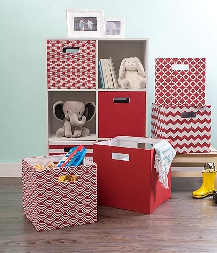 Miniatura 8 de DII Contenedor de almacenamiento de tela plegable de lados rígidos para guardería, oficinas y organización del hogar, (13x13x13 pulgadas) - Celosía