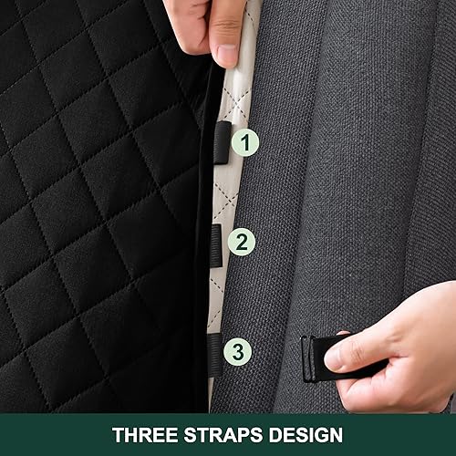 Vista 262 de Chun YI. - Funda reversible para sofá, funda para sillón, fácil de instalar, lavable, cubiertas para sala de estar. Negro