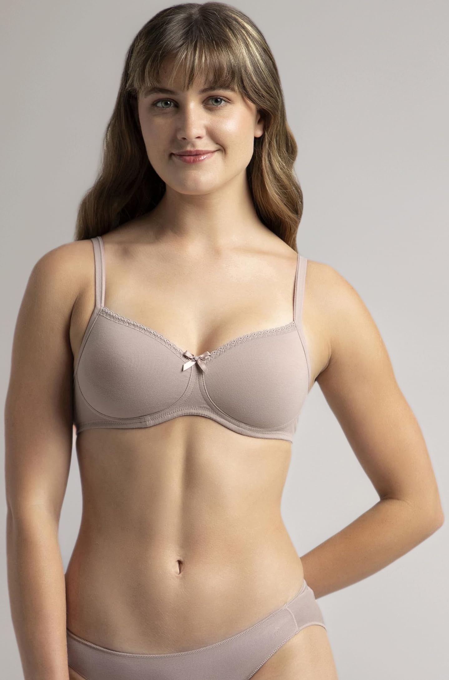 FE23 Women's Wirefree Padded Super Combed Cotton Elastane Stretch Medium Coverage Multiway Styling T-Shirt Bra with Detachable Straps