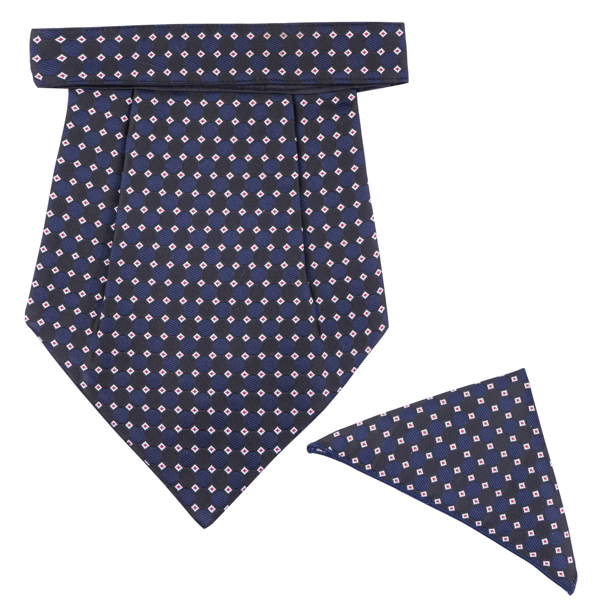 Rajput Men's Cravat - 100% Polyester Microfiber Cravats With Pocket Square, Casual Accessory (Black & Blue Checked)(Pack Of 2)-image-30