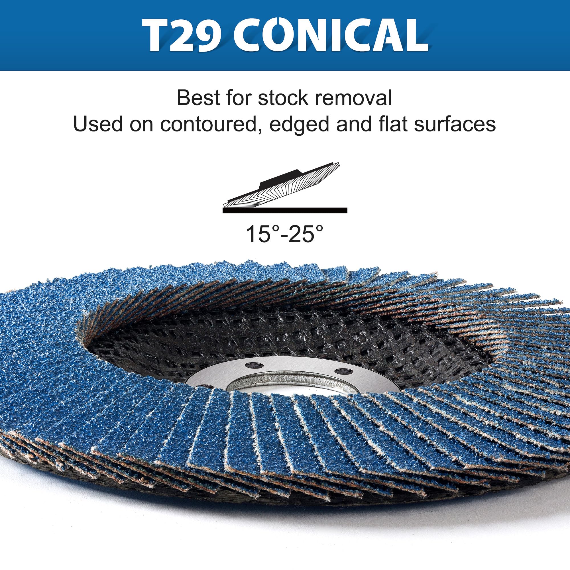 Dischi lamellari abrasivi da 125 mm, grana 40/60/80/120, tipo 29, 20 confezioni di dischi abrasivi per smerigliatrice angolare per smerigliatrice angolare per levigatura di metallo e legno