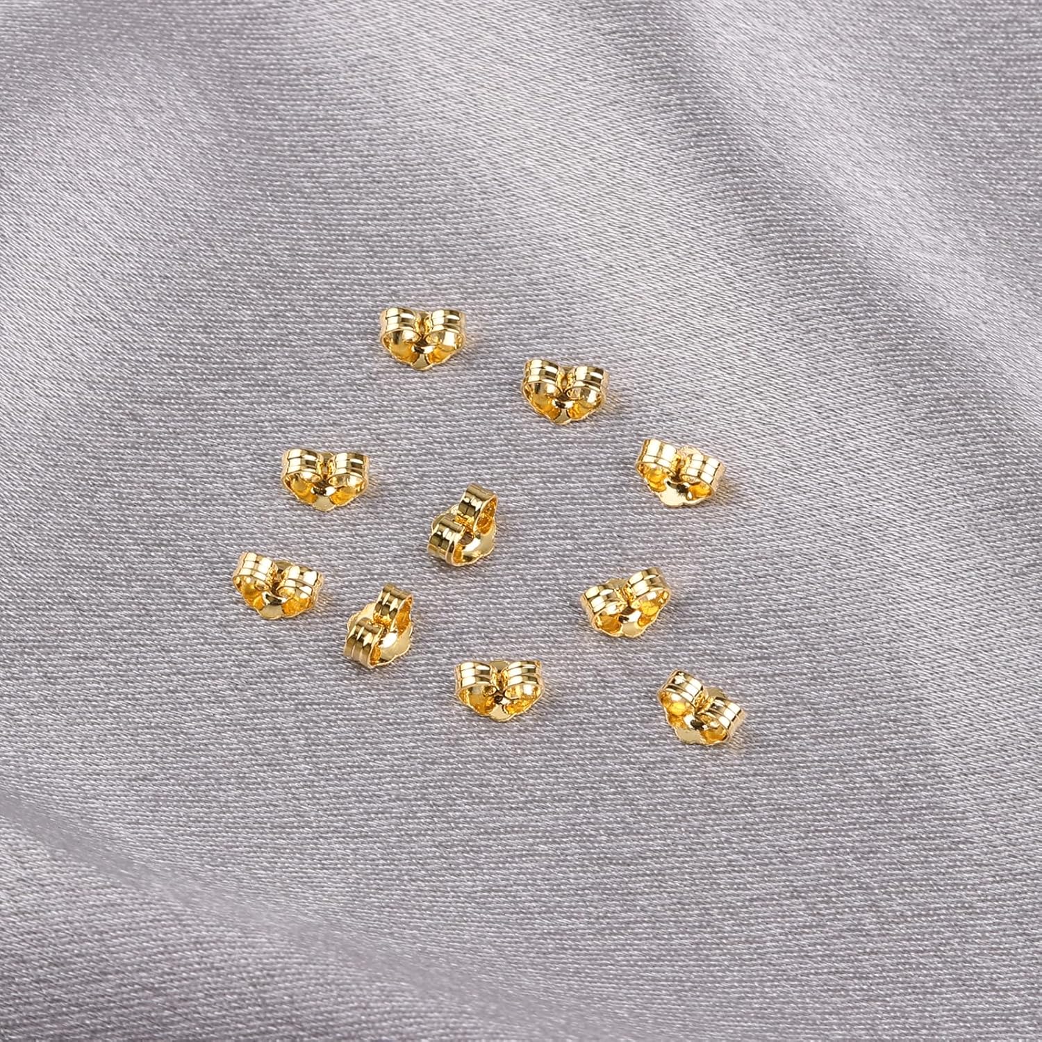 14K Gold Earring Backs Replacements - Hypoallergenic Earring Backs for Studs, Secure Ear Locking for Stud Earrings Ear Nut for Posts, 10Pcs/5 Pair - Image 3