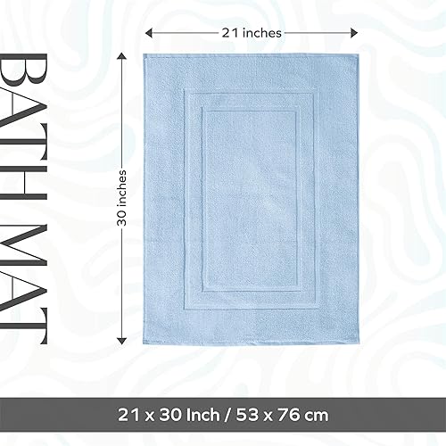Miniatura 3 de Feather & Stitch - 2 tapetes de baño similares a toallas (30 x 21 pulgadas), tapete de rizo 100% algodón para hotel, spa, ducha, tapetes suaves y