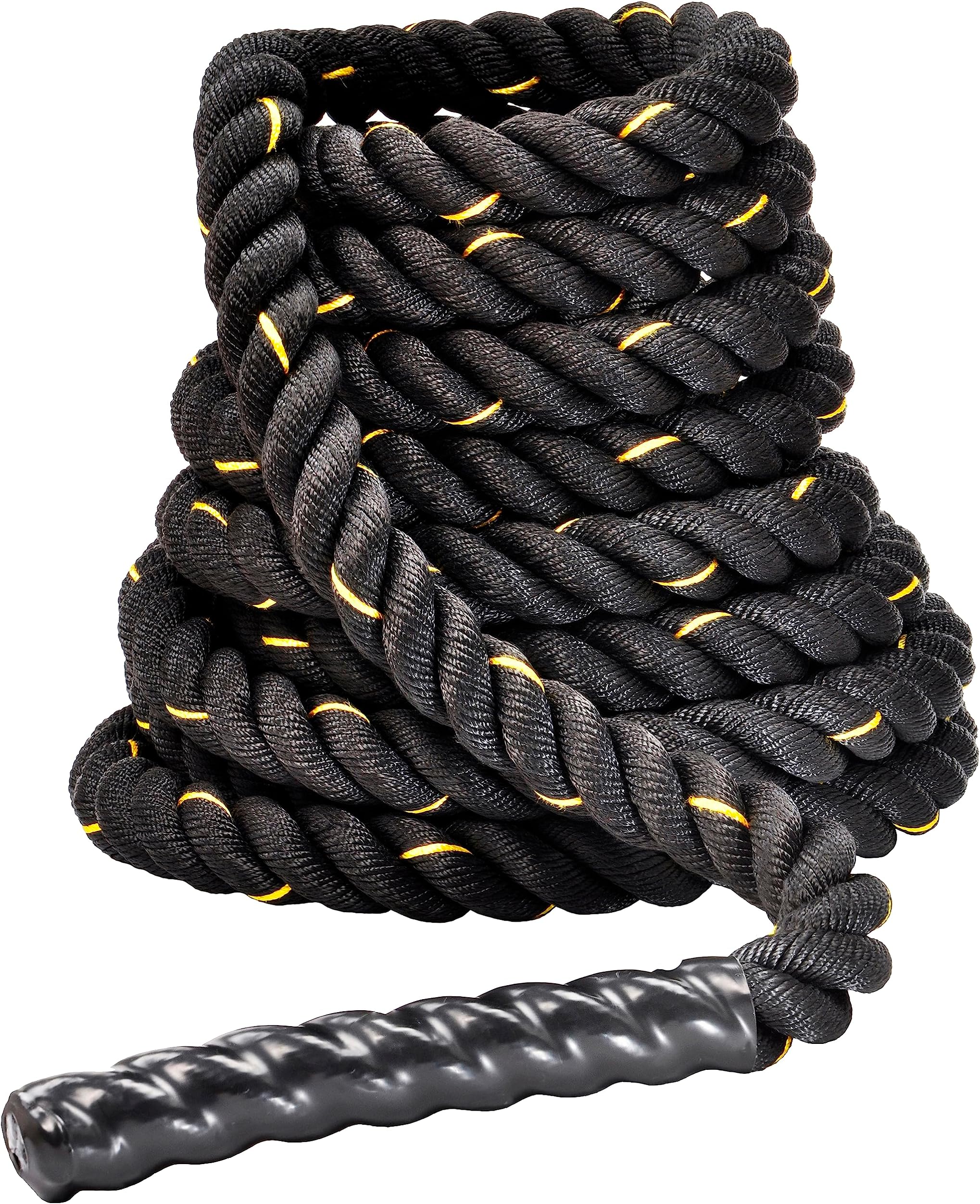Fitvids Battle Rope 1.5Inch 2 Inch Diameter Poly Dacron 30 FT – 40 FT – 1.5-Inch, 30FT – Black