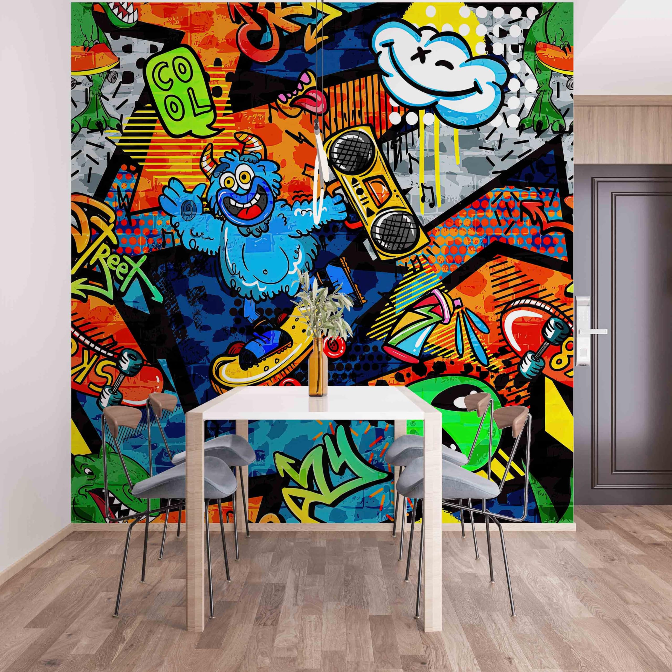 Art Papier Peint Intissé 3D Graffitis Football Chaussures De Skate Muraux Tapisserie Décoration Murale Papier Peint 200 x 140 cm - Bricolage
