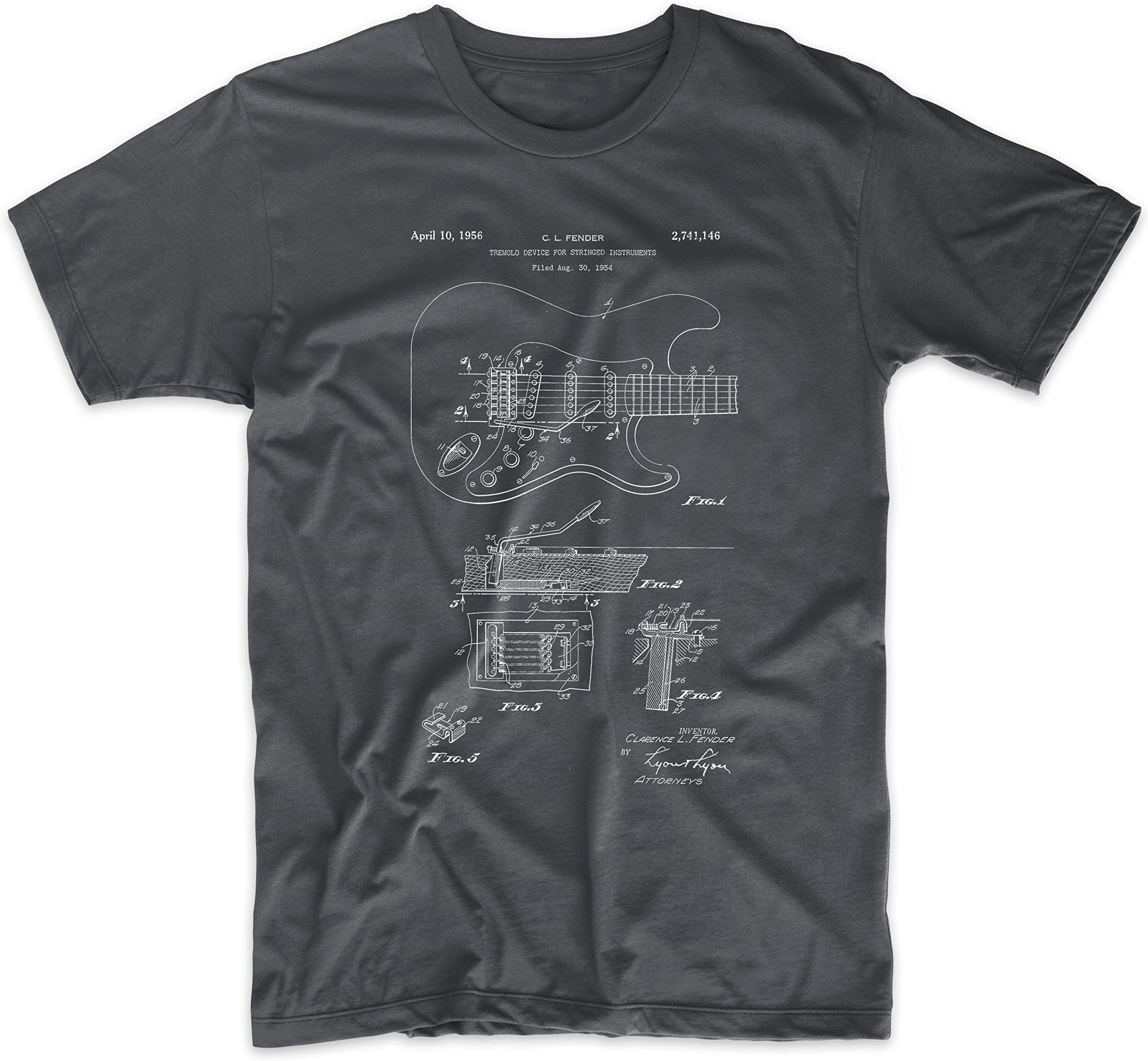 PatentPrints Fender Guitar tremolo Patent T Shirt