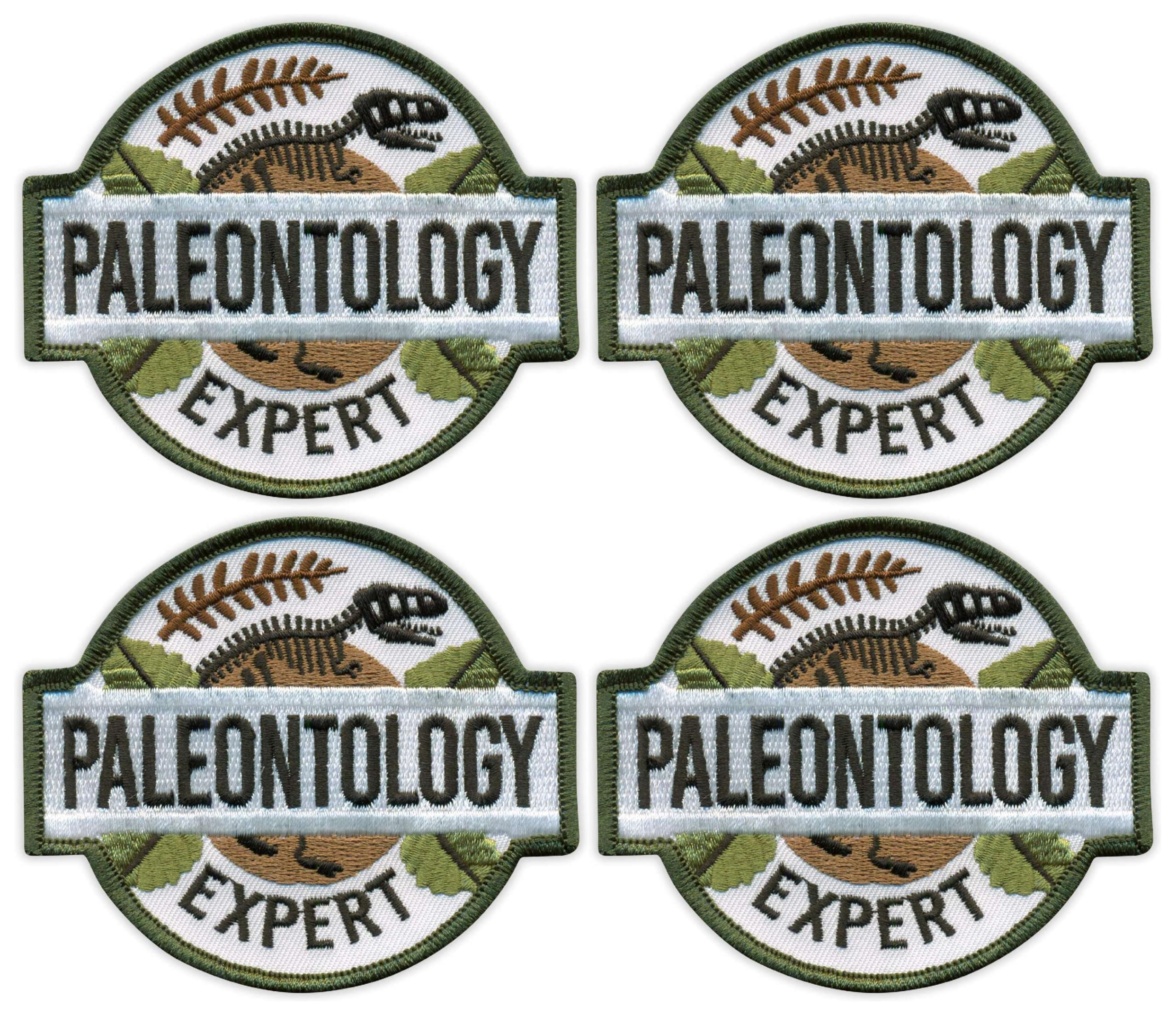 Set di 4 toppe ricamate con scritta "Paleontology Expert" (lingua italiana non garantita)