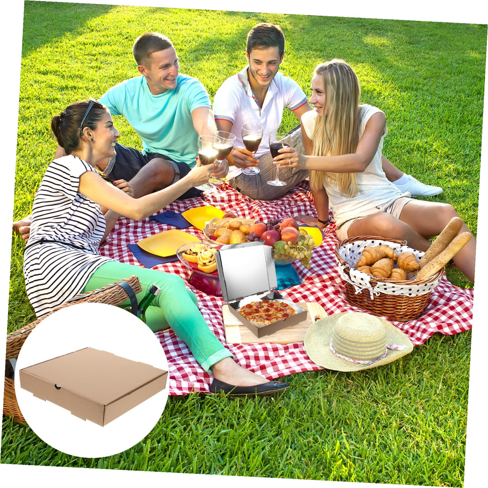 Scatole Per Pizza Da Asporto in Cartone Ondulato, Contenitori Alimentari Sicuri Per Pizza e Dolci, Confezione Da 10 Pezzi 23 Cm Per Bar, Ristoranti e Picnic