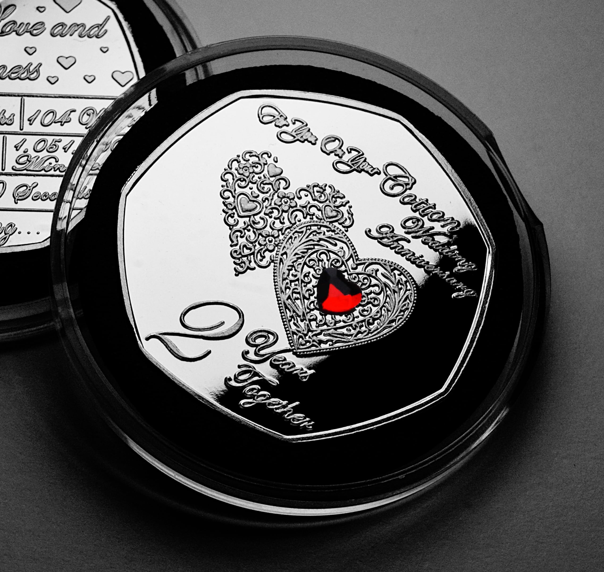 The Commemorative Coin Company Silver For You On Your Second 'Cotton' Wedding Anniversary Commemorative In Capsule. Red Gem. Gift/Present. 2 Years Gift For Couples/Partner/Husband/Wife 2Nd Anniversary