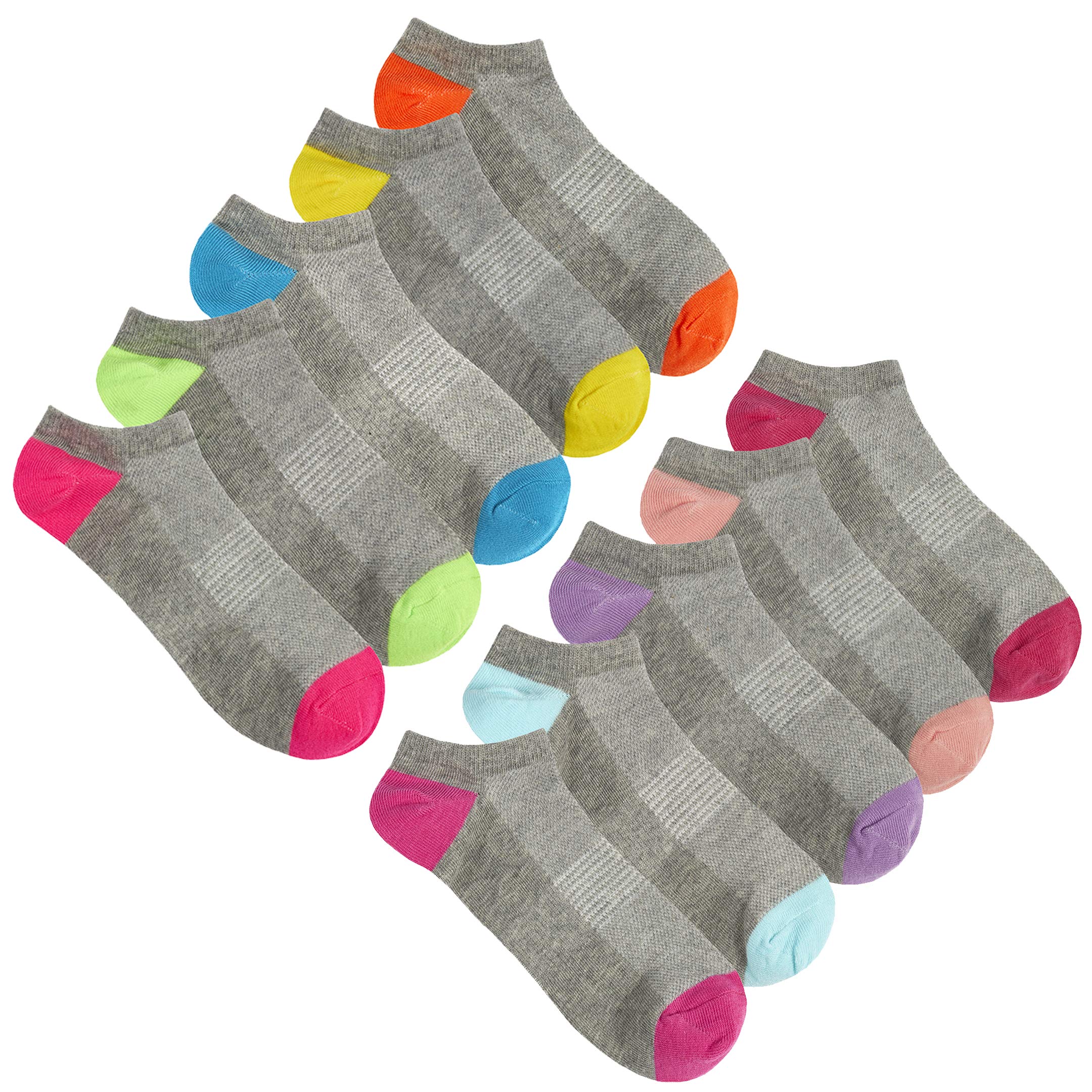 Red Tag Active Women's 10 Pairs - Grey Redtag Active 30 Pairs Multipack Of Sport Trainer Liner Socks With Arch Support Grey And Black 4-8