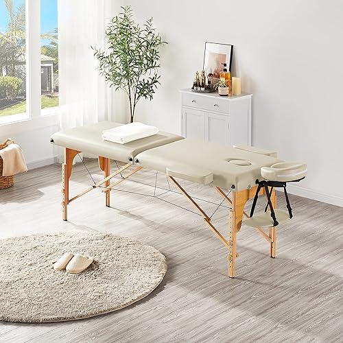 Miniatura 2 de Topeakmart Mesa de masaje portátil, cama de masaje, cama de spa, mesa de terapia plegable, altura ajustable, cama de salón de 84 pulgadas, 2
