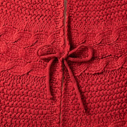 Miniatura 4 de Glitzhome Falda de árbol de Navidad de felpa blanca de 48 pulgadas de profundidad, falda grande para árbol de Navidad, adornos de árbol de Navidad,