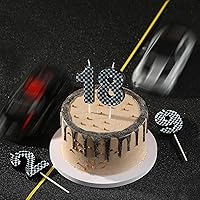 Vista 3 de PHD CAKE Velas de cumpleaños de carreras número 2 de 2.76 pulgadas, velas con números temáticos de carreras, velas de números de pastel, celebración