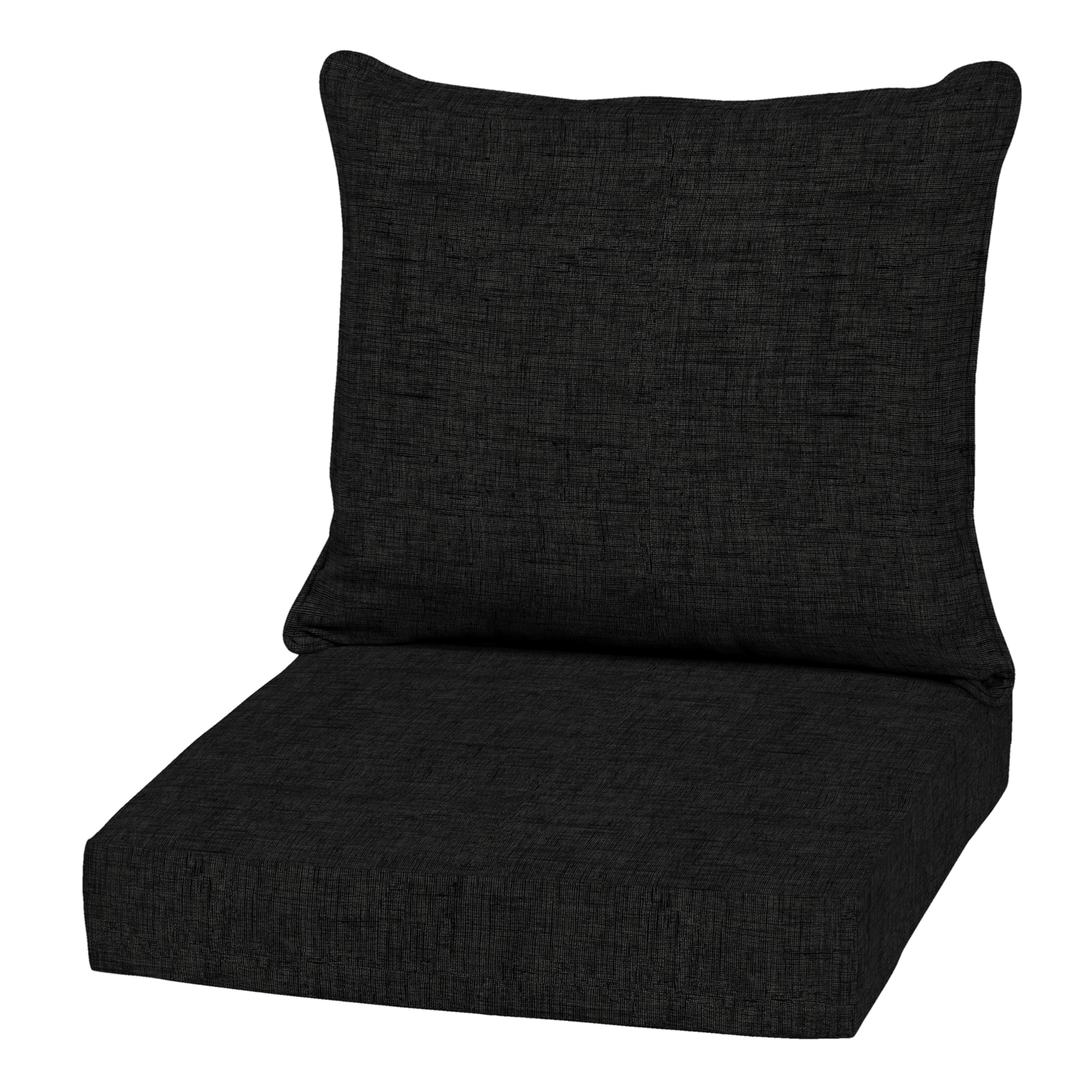 Arden Outdoor Deep Seat Cushion Set, 22 in x 24 in, Weather-Proof, Rain-Proof, Fade Resistant Patio Cushion Black Leala