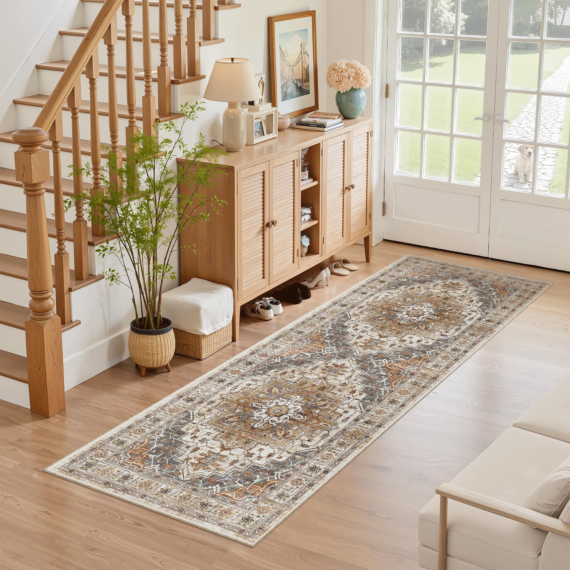 Madane Washable Runner Rug - 2x6 Rug Runners for Hallways 6 Feet Non Slip Vintage Kitchen Runner Rug