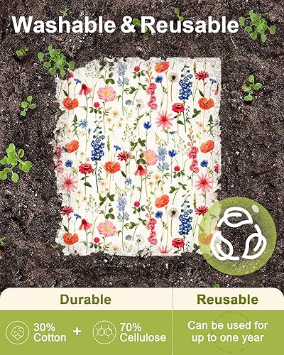 Miniatura 3 de Paños de cocina suecos reutilizables para lavar platos, absorbentes, de secado rápido, esponja sueca, decoración de bonito patrón, paquete de 6