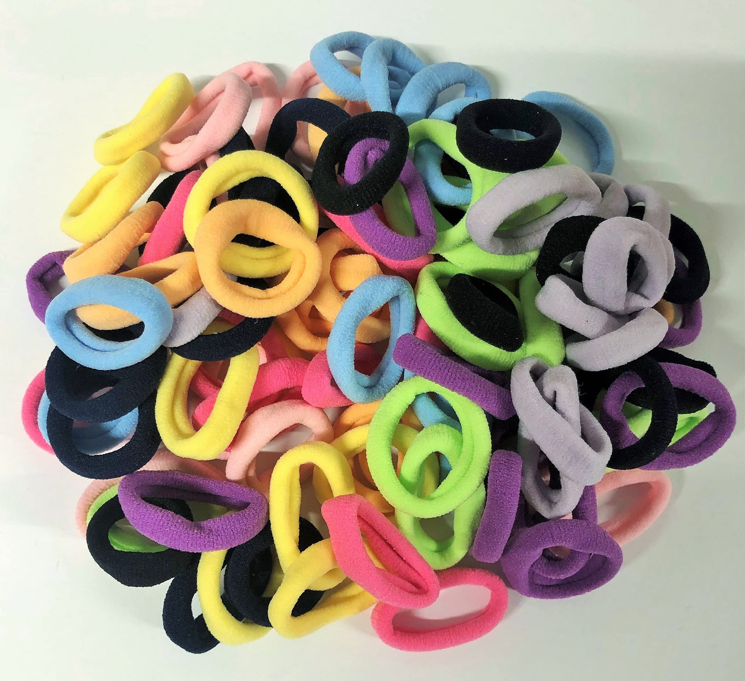 CRAZY BOBBLE100 Pcs Mini Hair Ties, Mini Hair Bands, Seamless Hair Elastics, Small Ponytail Holders, Hair Accessories for Women, Kids, Girls, 2.5cm Diameter (Multicoloured)