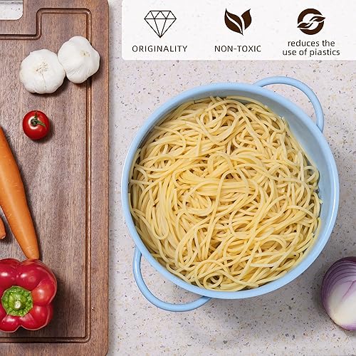 Miniatura 4 de Colador de metal de 5 cuartos de galón con recubrimiento en polvo, colador de metal autodrenante con base, cesta de frutas y verduras con asas