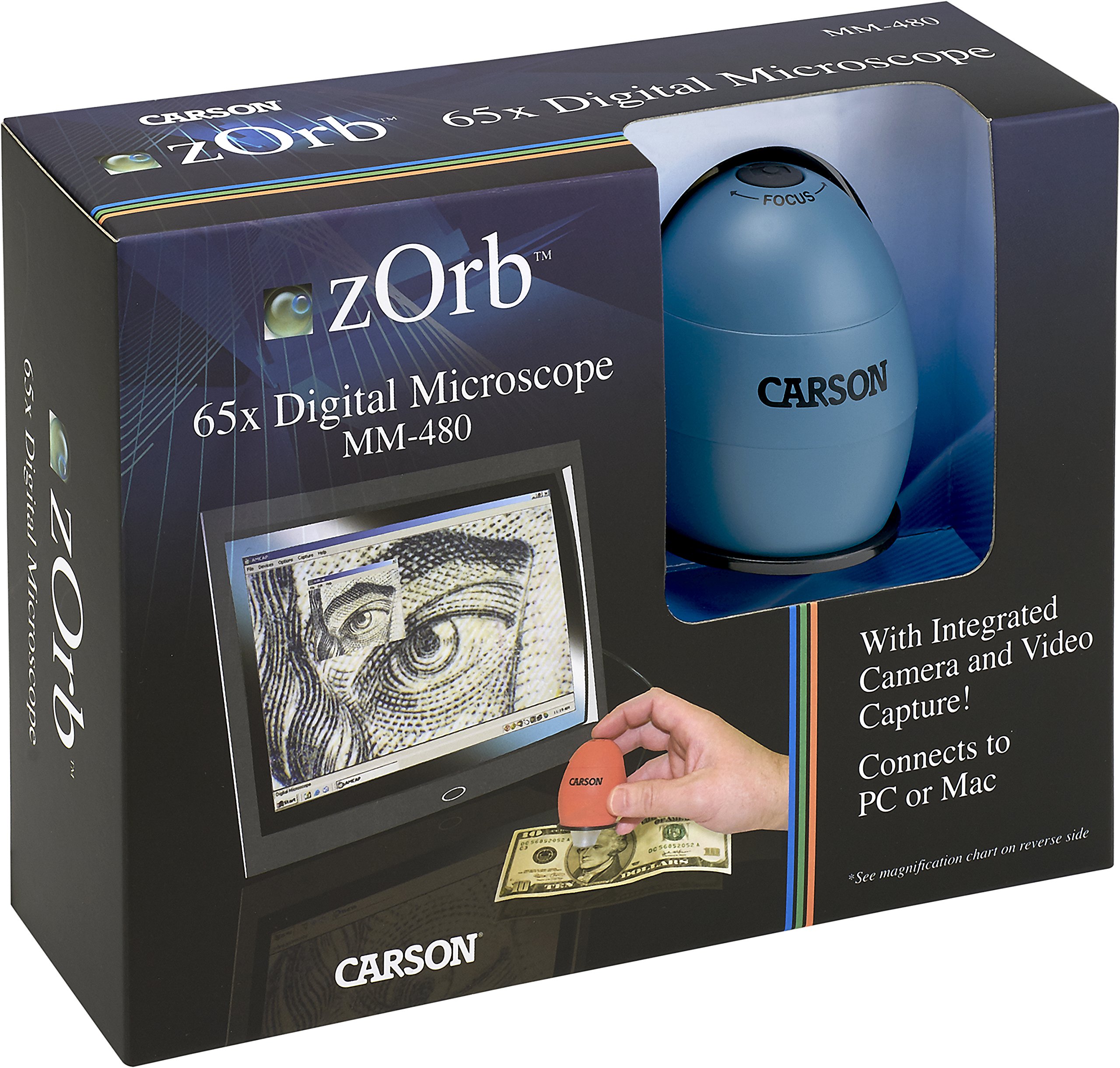 CarsonzOrb USB Digital Computer Microscope with 53x Magnification (Based on 21 inch Monitor) 35x