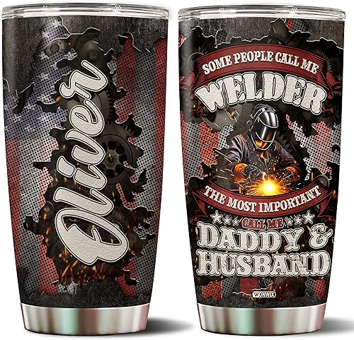 WONWIX Regalos de soldador para hombres, vasos personalizados de acero inoxidable de 20 onzas, 30 onzas, taza de viaje para café, taza de viaje,
