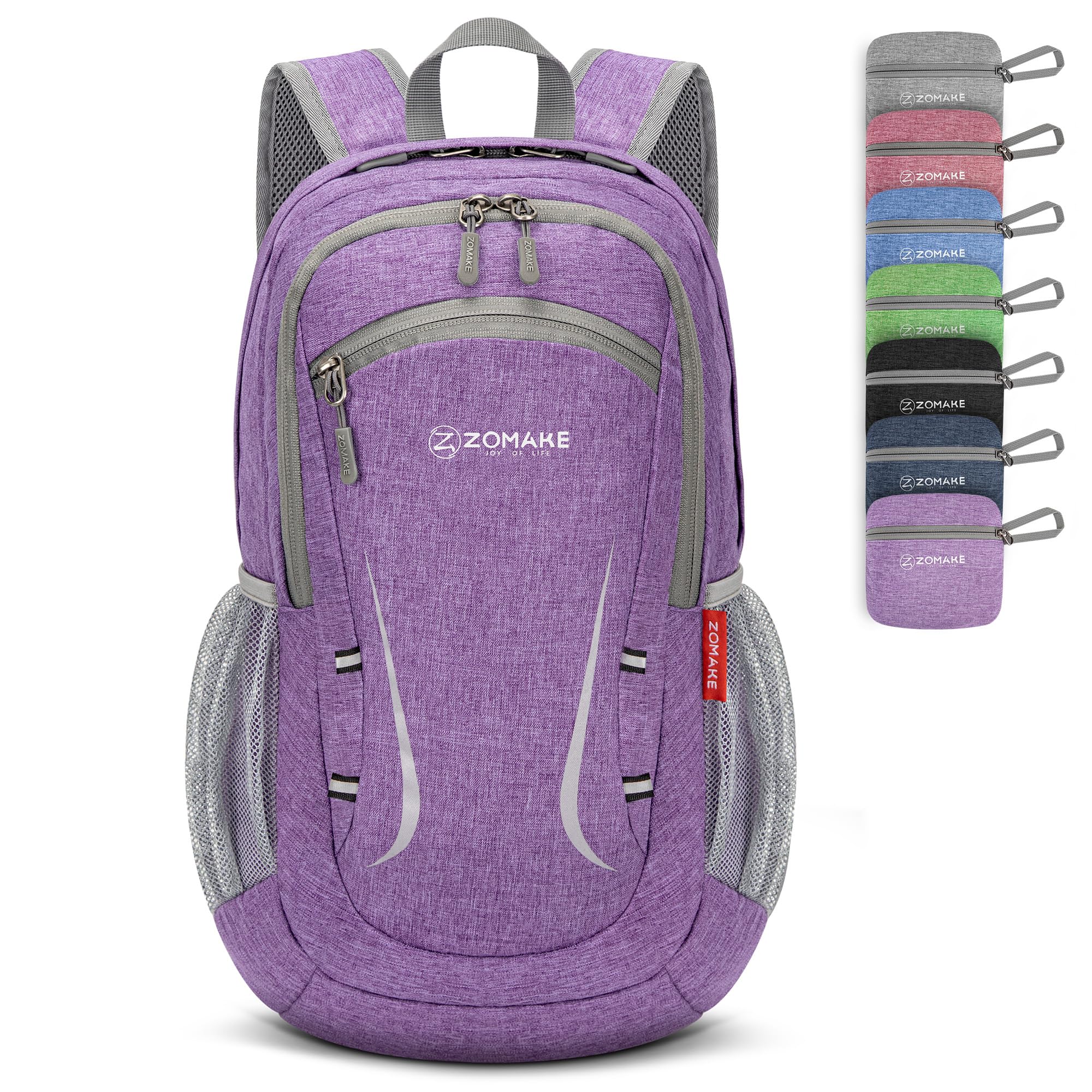 ZOMAKE Ultra Lightweight Packable Backpack 20L,Small Foldable Backpacks Hiking Water Resistant Collapsible Daypack for Women Men(Light Purple-A2)