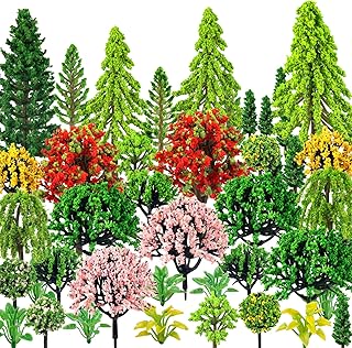 38PCS Mini Model Miniature Trees, Mixed Model Colourful Trees Building Train Scenery Architecture Fake Trees for DIY Crafts, Building Model, Scenery Landscape