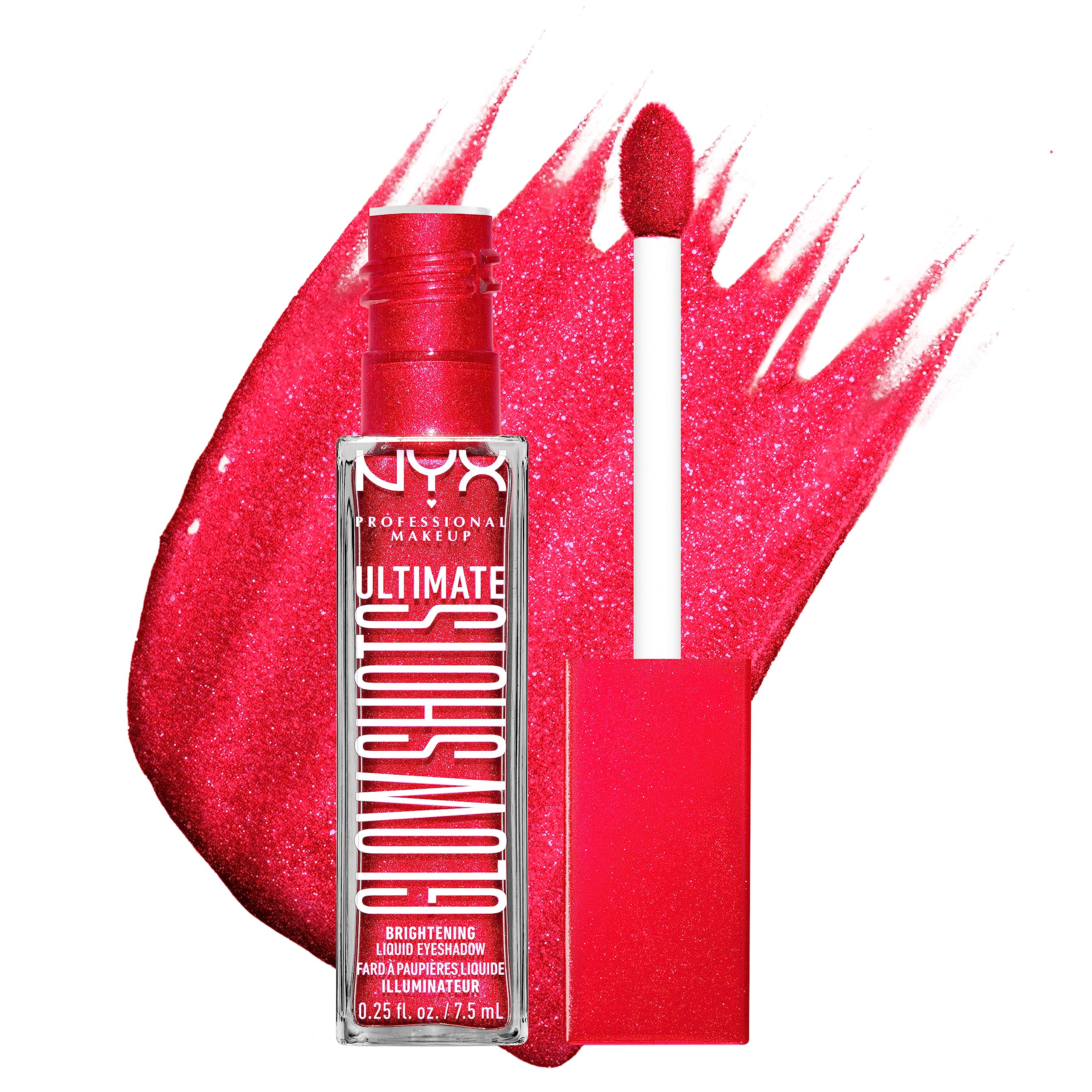 NYX PROFESSIONAL MAKEUP Ultimate Glow Shots, Liquid Eyeshadow, Long-Lasting Shimmer Eye Shadow with Vitamin C - Highkey Lychee: Strawberry Stacked 0.25 Fl Oz (Pack of 1)
