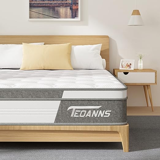 Queen Mattress with Innerspring Hybrid, TEOANNS 10 inch Memory Foam Mattress Queen in a Box