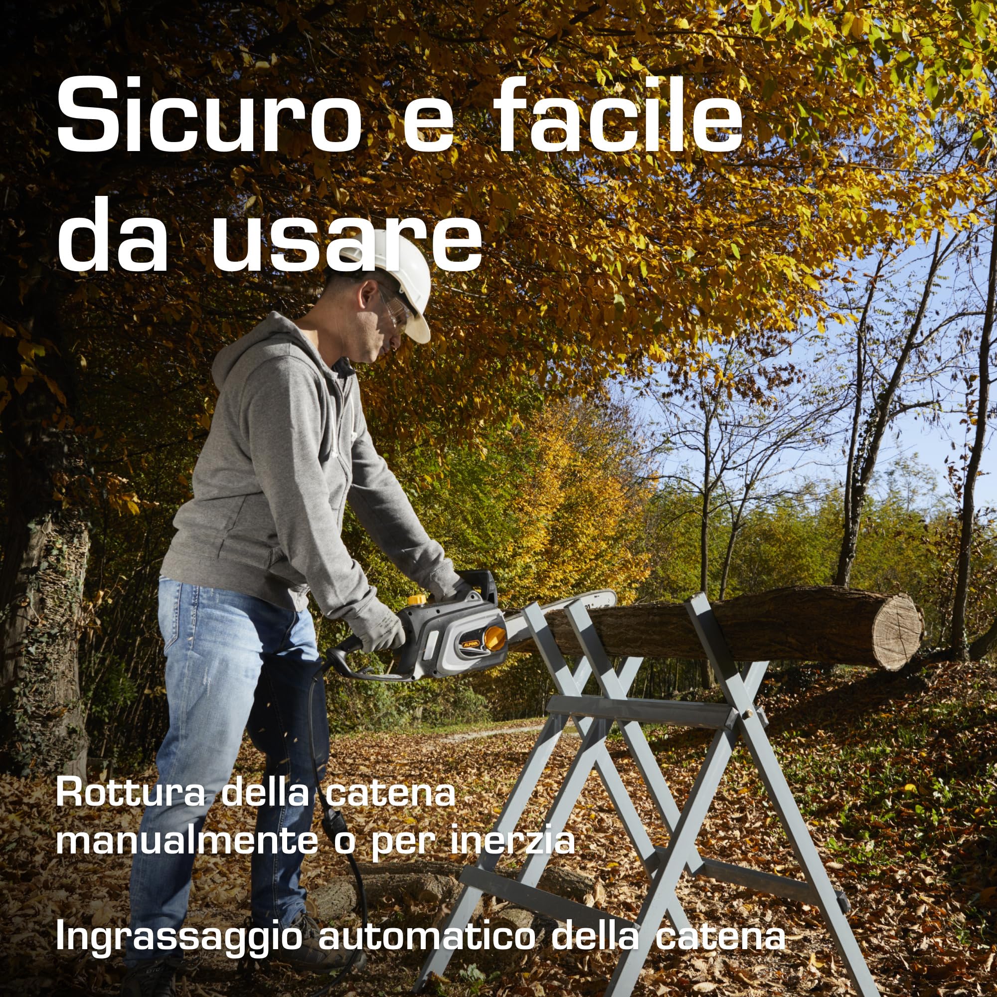 Alpina ACS 180 E Motosega Elettrica, 1800 W, 35 cm – Tendicatena Laterale A Rotella, Freno Catena Manuale E Inerziale – Per Tagli Domestici