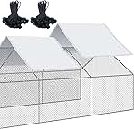 2 Pcs Chicken Coop Cover Waterproof 11.5 x 6.6 ft Chicken Run Cover Coop Tarp Accessories for Winter with 50 Pcs Ball Bungees Cords for Outdoor (White)