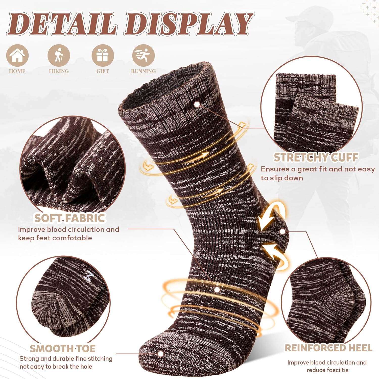 SeeyAN Winter Thermal Socks For Women & Men Warm Extra Thick Boot Insulated Heated Ski Crew Socks For Cold Weather 3 Pairs - Image 6