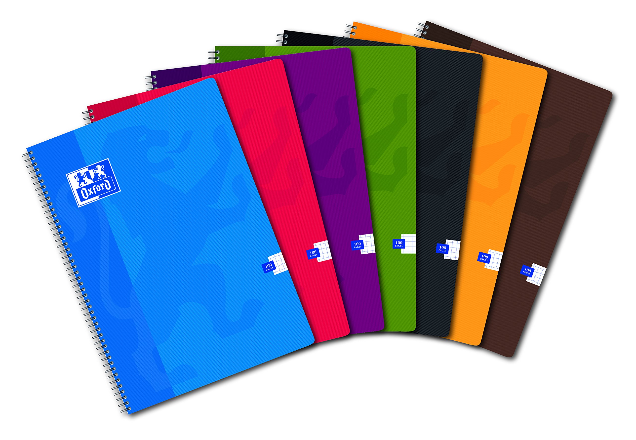 Oxford Oficina Clásico - Juego de 10 cuadernos con espiral y azulejos pequeños, 21 x 29,7 cm, 100 páginas, surtido: colores aleatorios