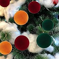 Vista 6 de Amooca Bolas de Navidad grandes de 3.15 pulgadas, adornos flocados para colgar en el árbol de Navidad, decoración para colgar en el árbol