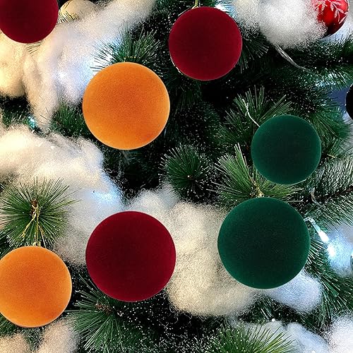 Miniatura 6 de Amooca Bolas de Navidad grandes de 3.15 pulgadas, adornos flocados para colgar en el árbol de Navidad, decoración para colgar en el árbol