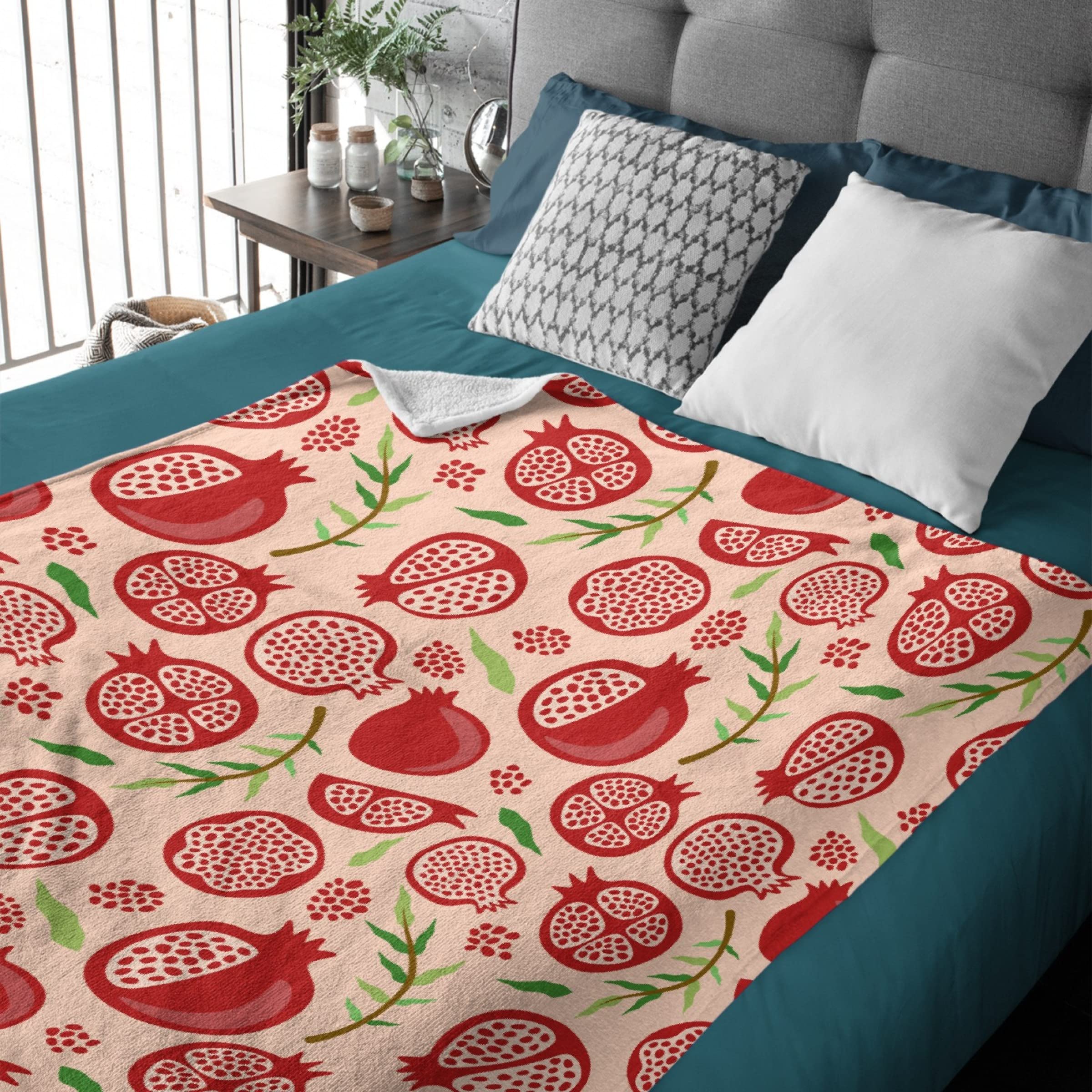 Pomegranate Blanket Gift Soft Flannel Art Print Throw Blankets for Sofa Bed Chair Practical Portable Universal M 50 * 60 in for Teen/Travel