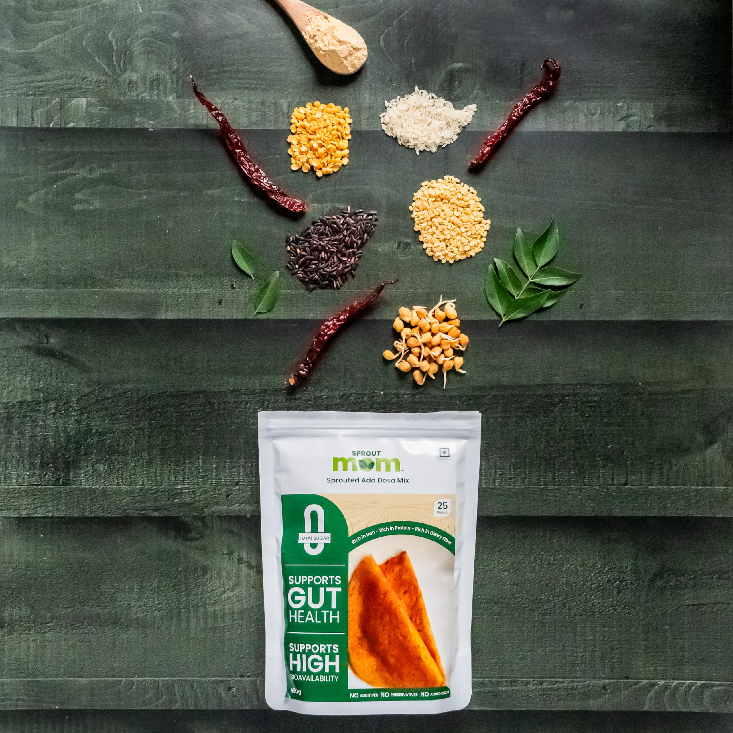 Sprouted Ada Dosa Mix | 100% Sprouted Lentils.| Zero Sugar | Gut Health Friendly| High Protein, Iron & Fiber | No bloating (Pack of 1) - Image 3 thumbnail