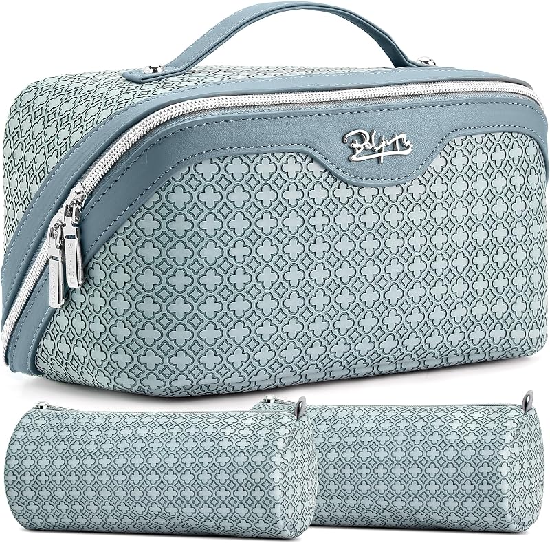 BOYATU Necessaire de maquiagem para viagem com trevo de quatro folhas, 3 peças, M-04Light Blue