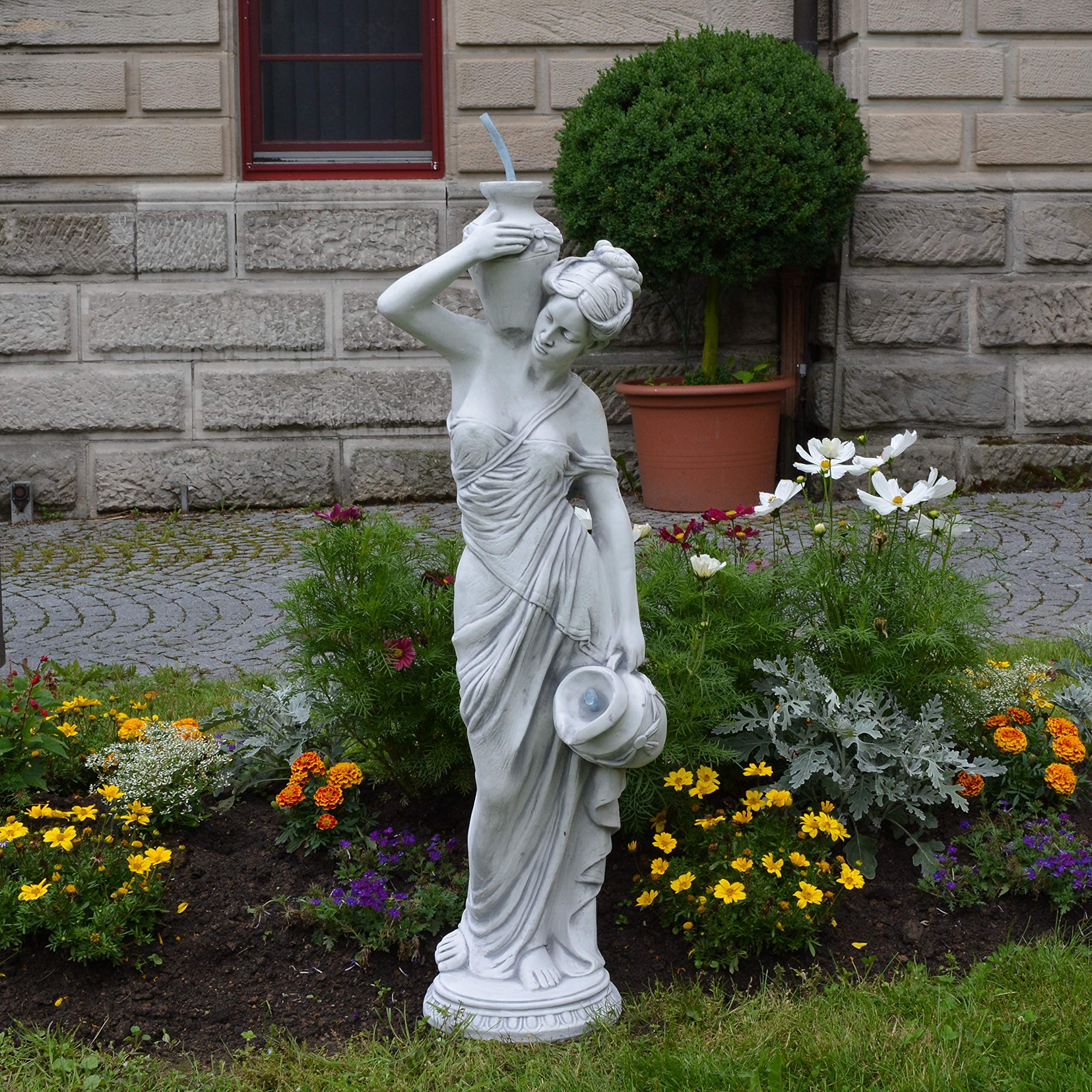 gartendekoparadies.de Statue der Göttermutter Maia, Steinfigur, H. 112 cm, 48 kg, Grau, frostsicher aus Steinguss für Außenbereich
