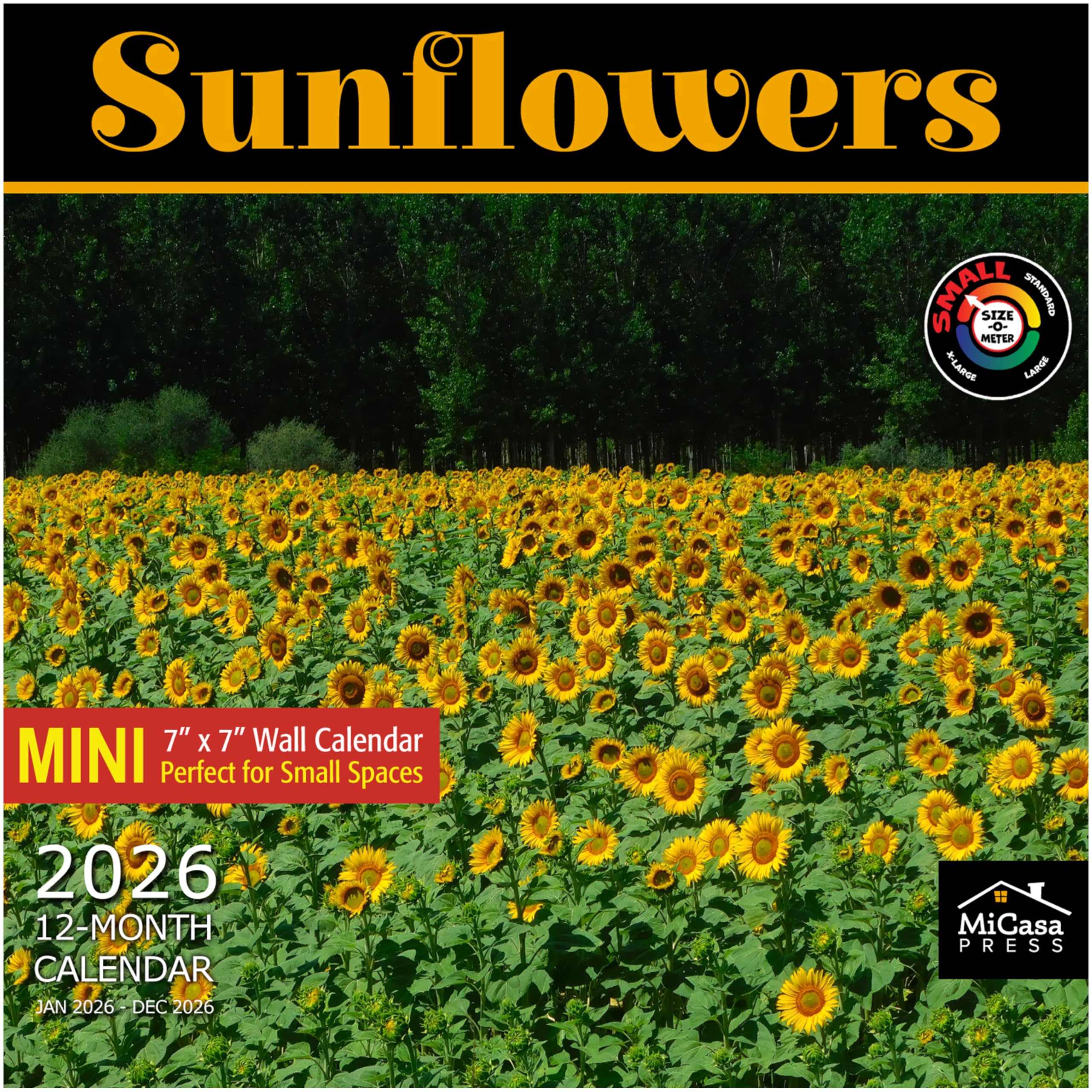 MICASA PRESS Sunflowers 2026 Mini Wall Calendar 12 Month | 7" x 14" Open | Thick &amp; Sturdy Paper | Holiday Gift | Nature Calendar 2026