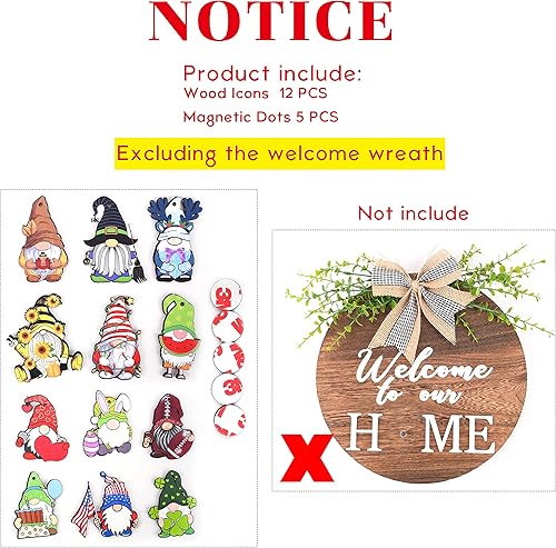 Miniatura 7 de Moriso Iconos intercambiables de madera (12 piezas) con detalles de puntos magnéticos (5 piezas). Regalos de madera intercambiables para puerta