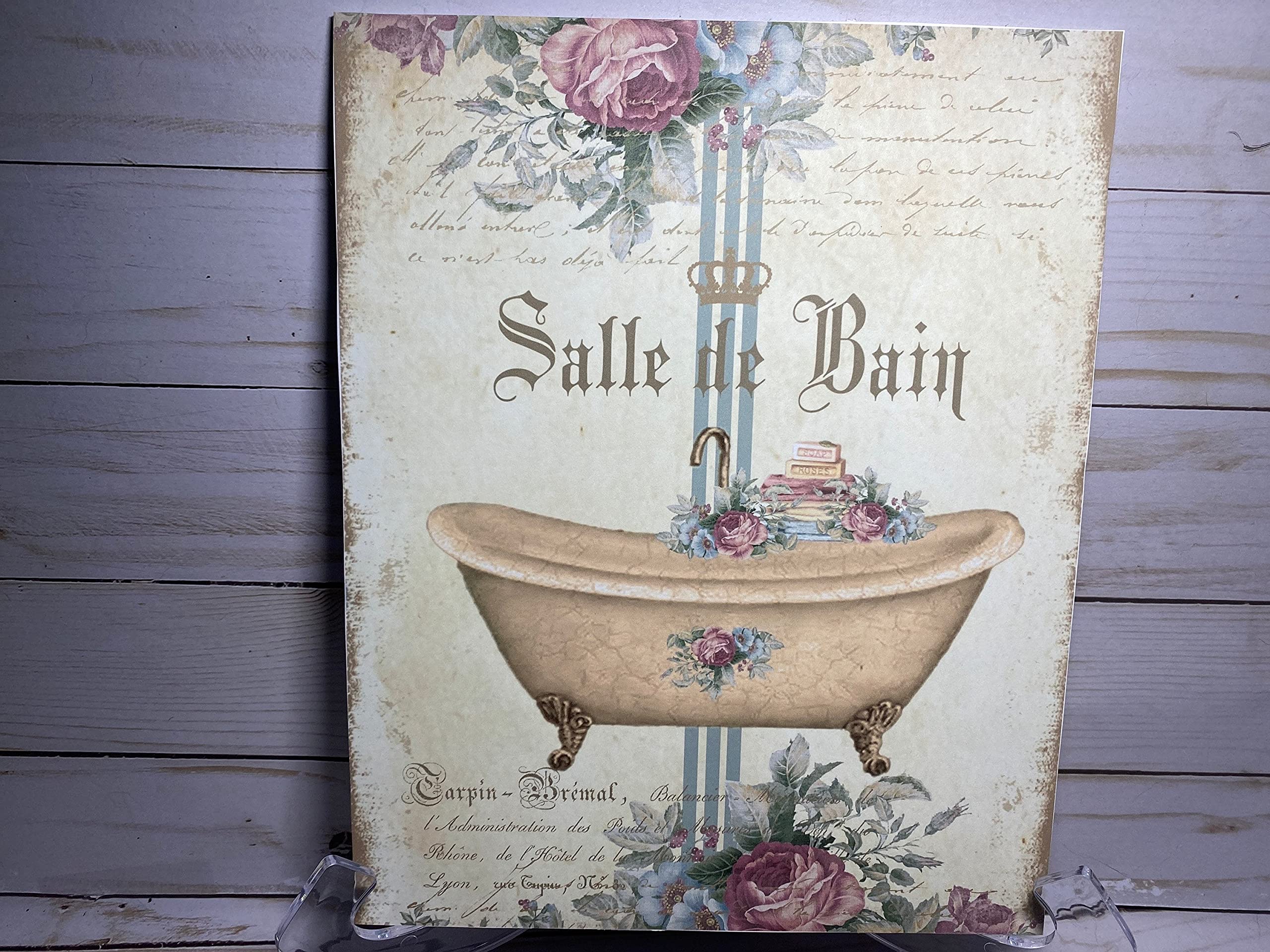 French Country Decor French Bathroom Decor Shabby Chic Bathroom Wall Decor Pink Bathroom Decor Bathroom Sign Retro Celebration Courtyard Vintage Metal Tin Sign Wall Decor 6x8 Inch