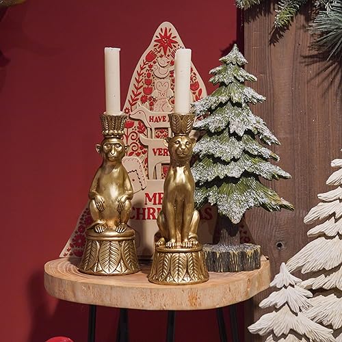 Miniatura 4 de Portavelas para decoración de mesa, diseño de leopardo, de resina de leopardo, moderno, dorado, decoración de mesa auxiliar, soporte de vela dorado